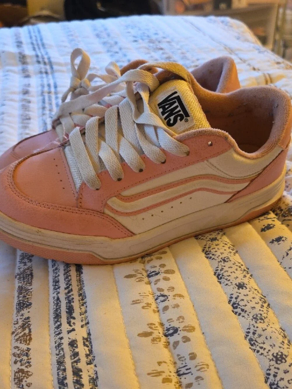 Vans Pink and White Low-Top Sneakers
